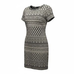 LOFT Sheath Shift Dress Women size Medium M Textured Black White Floral NEW